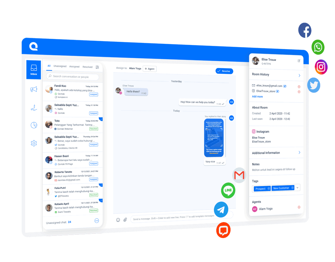Integrasi mudah Omnichannel chat dengan berbagai aplikasi  
