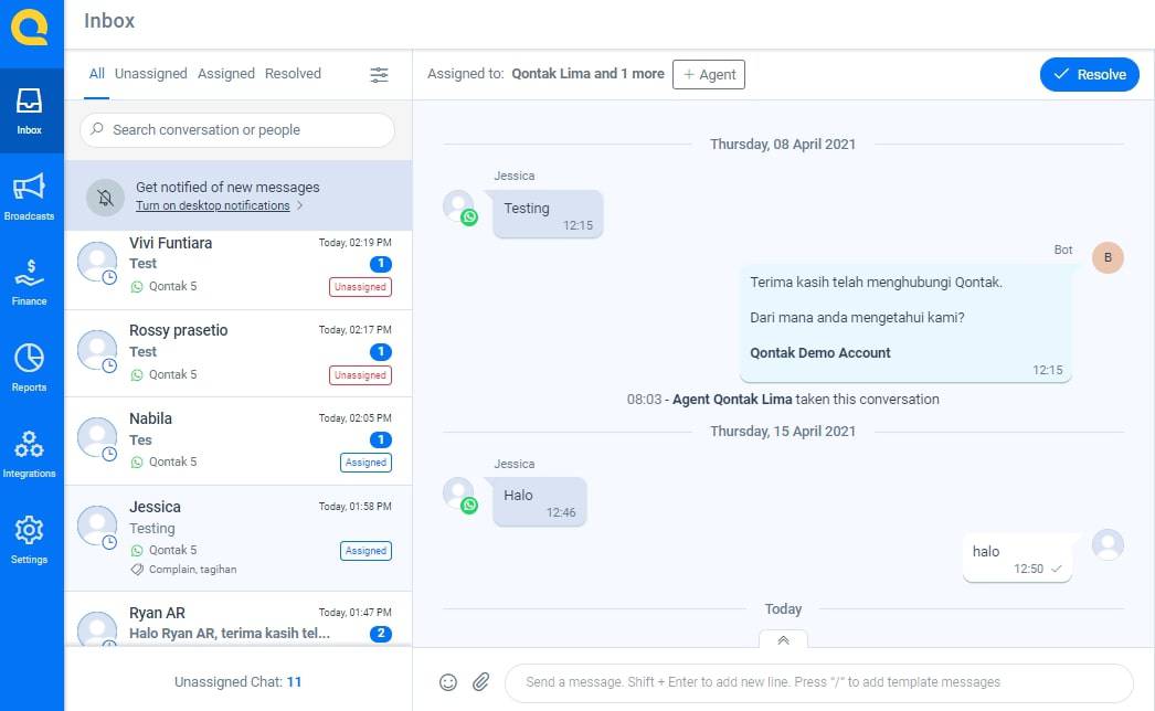 WhatsApp Robot Marketing Chat Testing