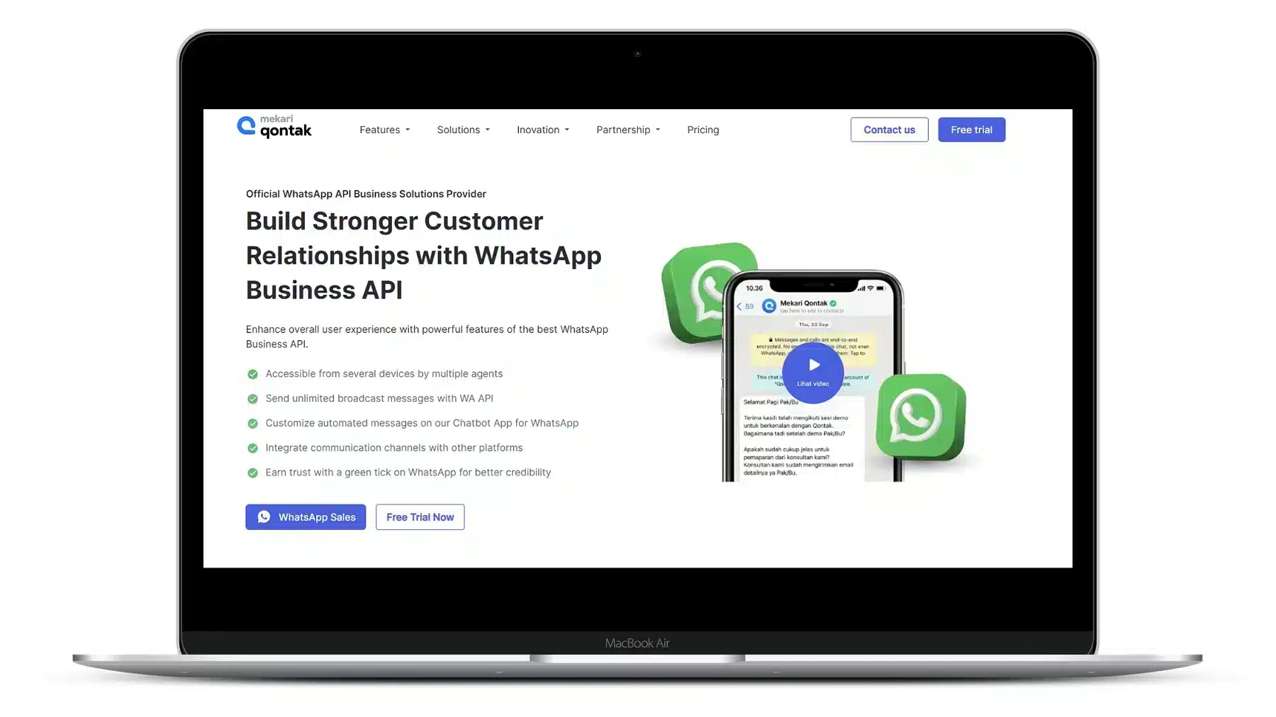 WhatsApp Business API Mekari Qontak, a platform that allows businesses to manage and automate their WhatsApp communication.