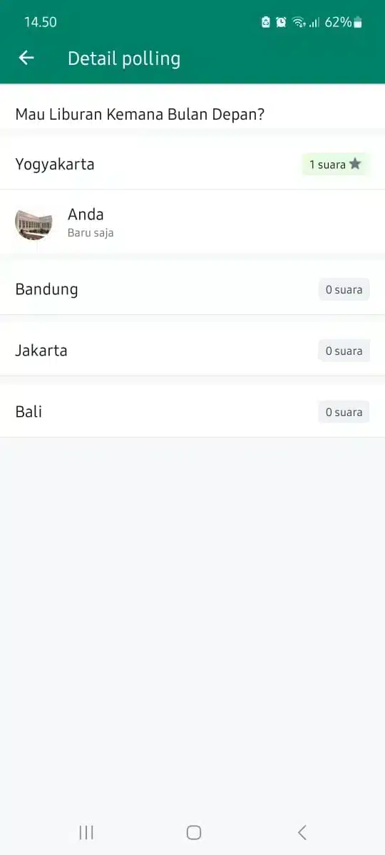 Lihat Hasil Polling Langkah 7: Cara Membuat Polling di WhatsApp Grup kelima