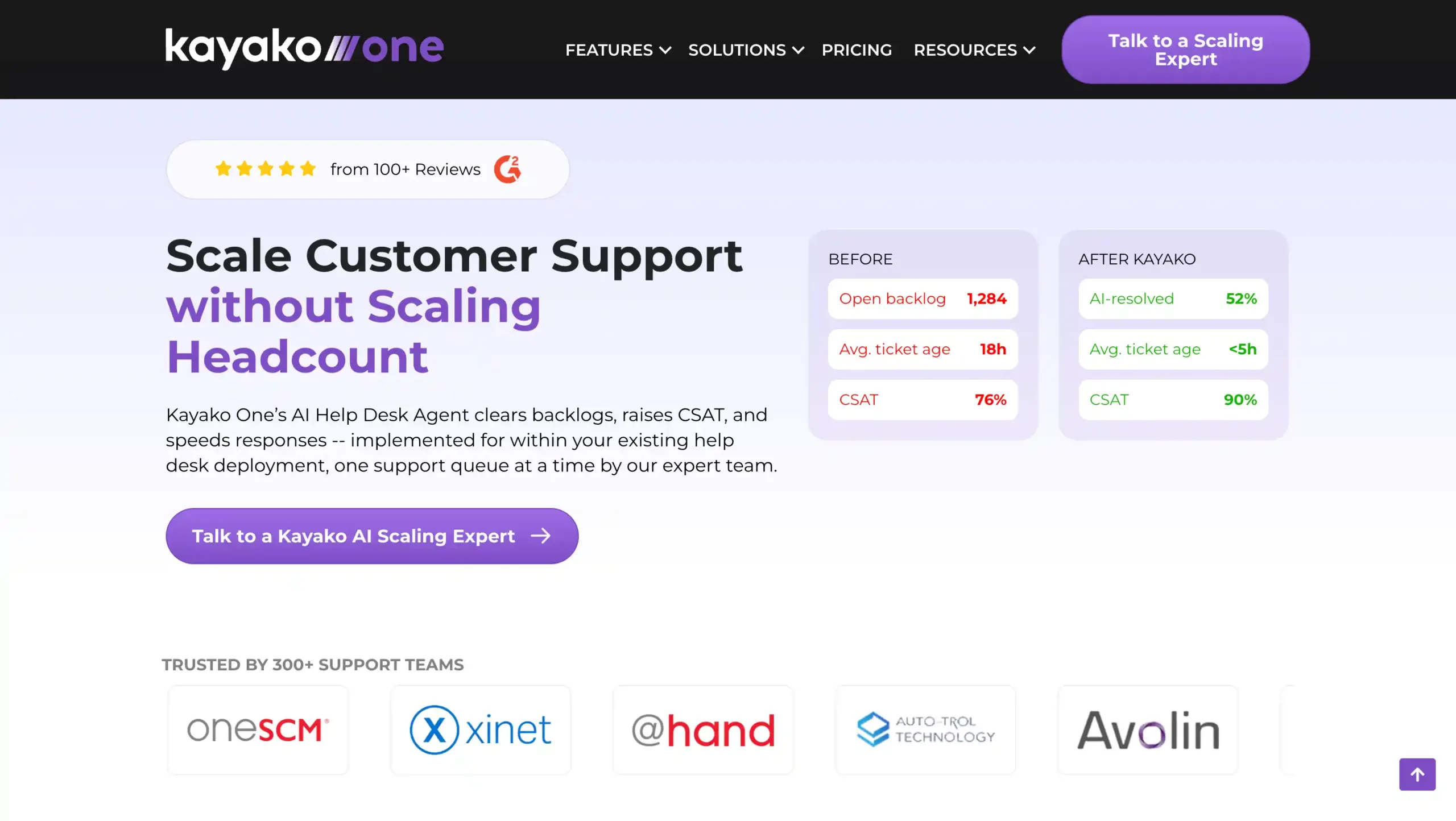 Landing Page Kayako Kayako-Web chat application