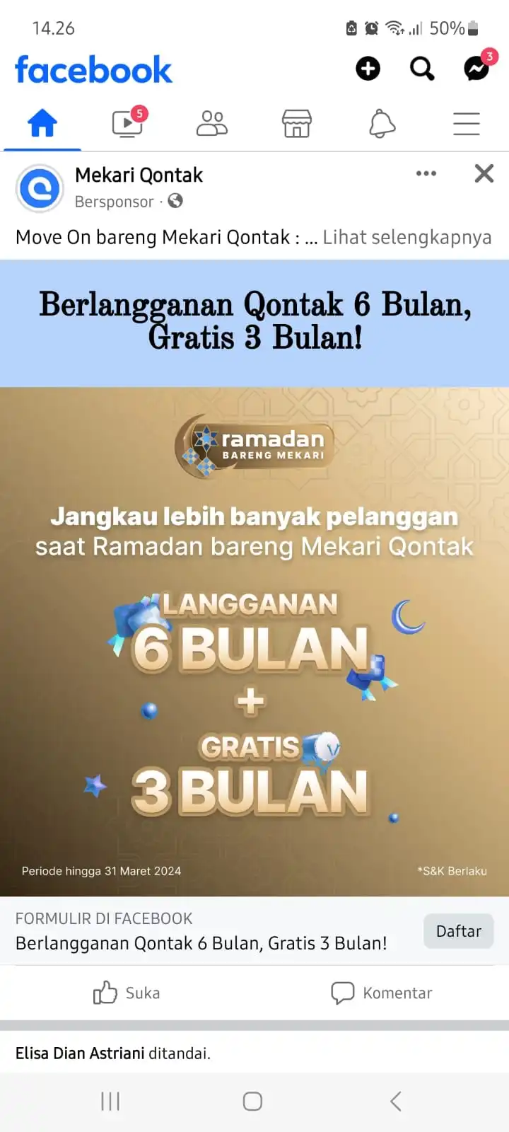 Contoh Digital Advertising Facebook