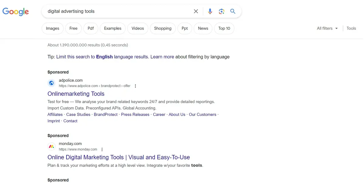 Contoh Digital Advertising Google Ads