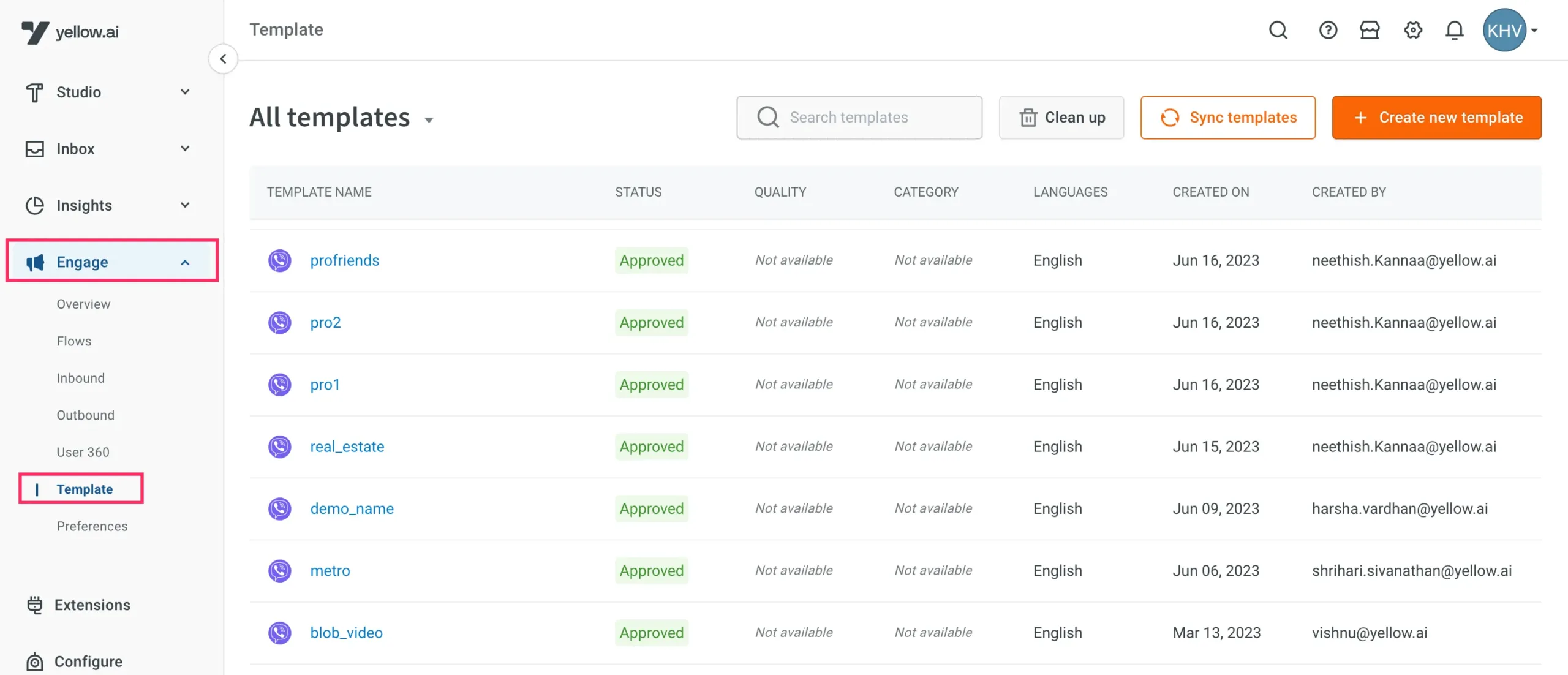 Tampilan Dashboard Whatsapp Template Vendor Jasa WhatsApp Business API Yellow.ai Dashboard Whatsapp Template Vendor Jasa WhatsApp Business API Yellow.ai