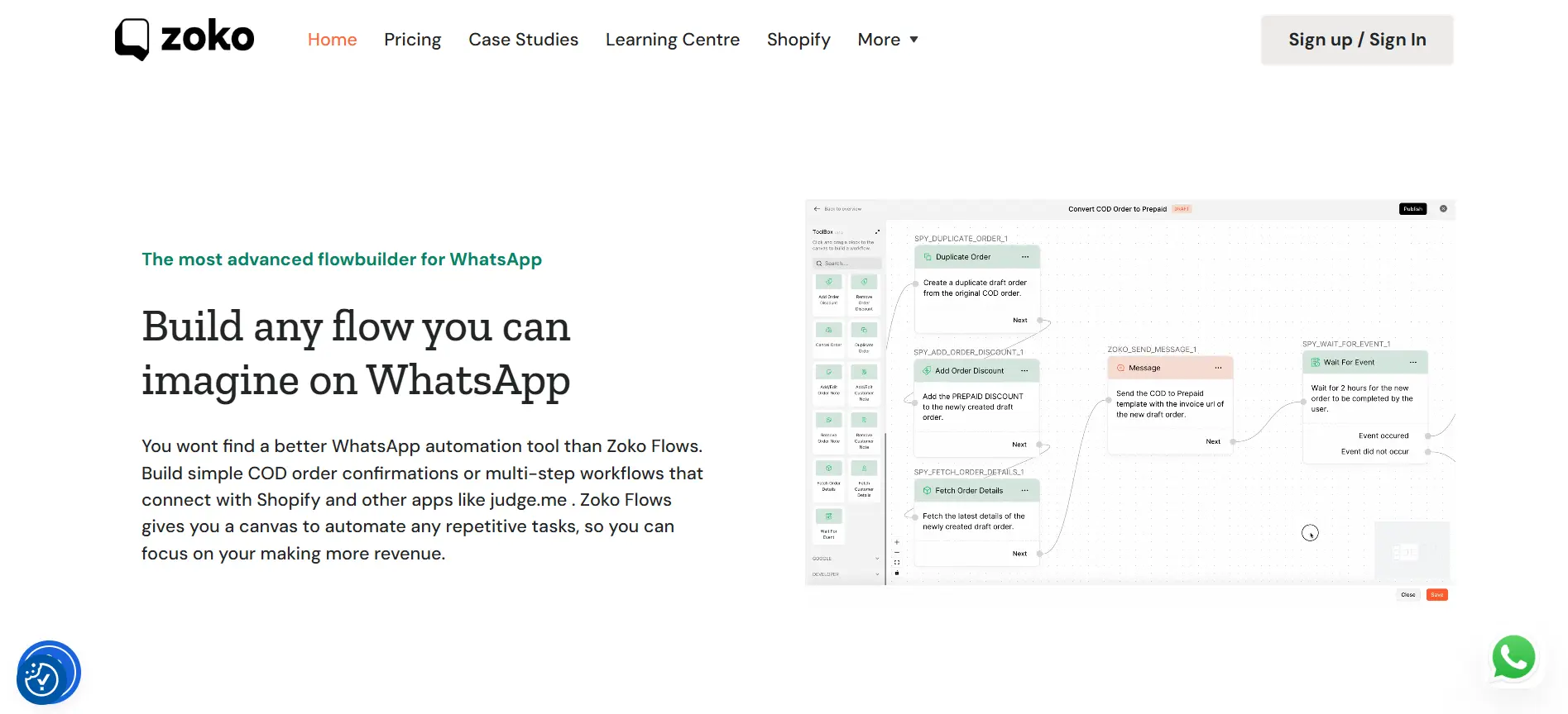 Tampilan Halaman Fitur Flowbuilder WhatsApp Vendor Jasa Whatsapp Business API Zoko Halaman Fitur Flowbuilder WhatsApp Vendor Jasa Whatsapp Business API Zoko