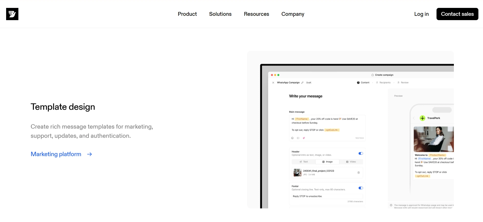 Tampilan Halaman Fitur Template Design Vendor Jasa WhatsApp Business API Bird Halaman Fitur Template Design Vendor Jasa WhatsApp Business API Bird
