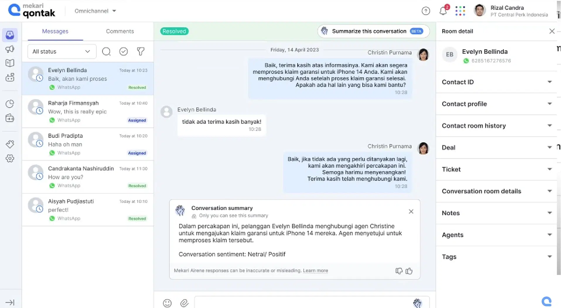 Fitur Analisis Sentimen AI Call Center
