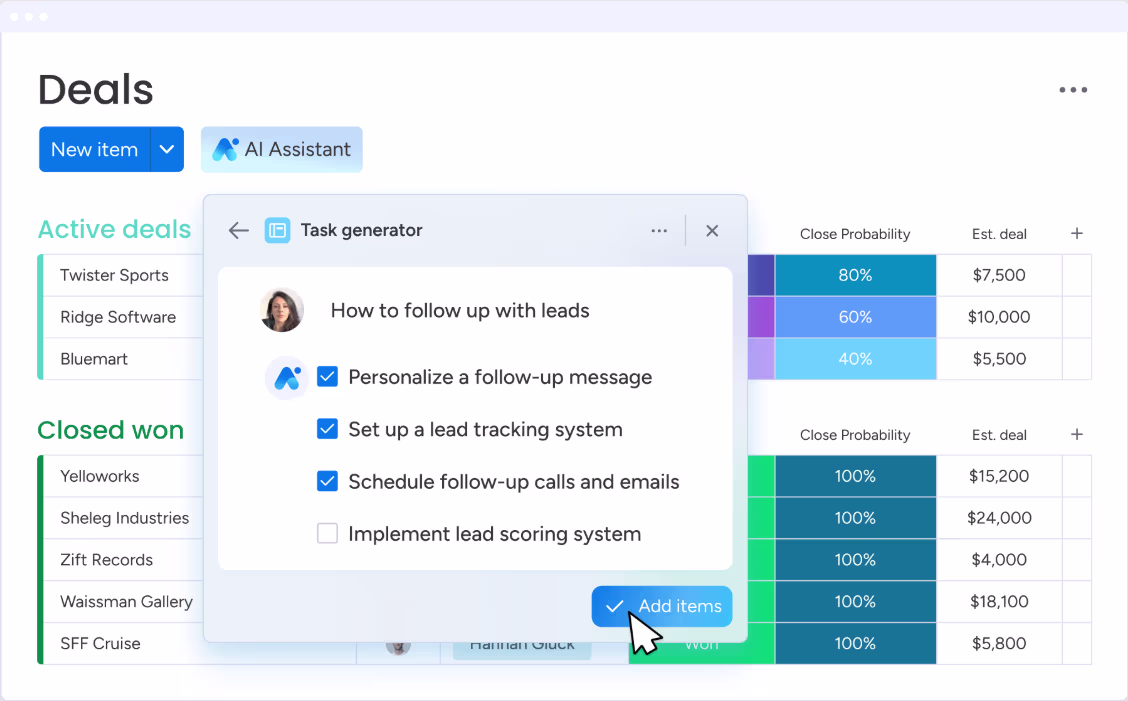 Ilustrasi Tampilan Dashboard Aplikasi CRM Monday CRM