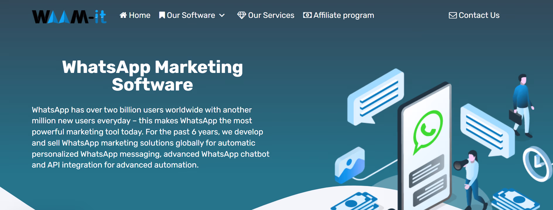 Ilustrasi Tampilan Dashboard WAAM-it Sender