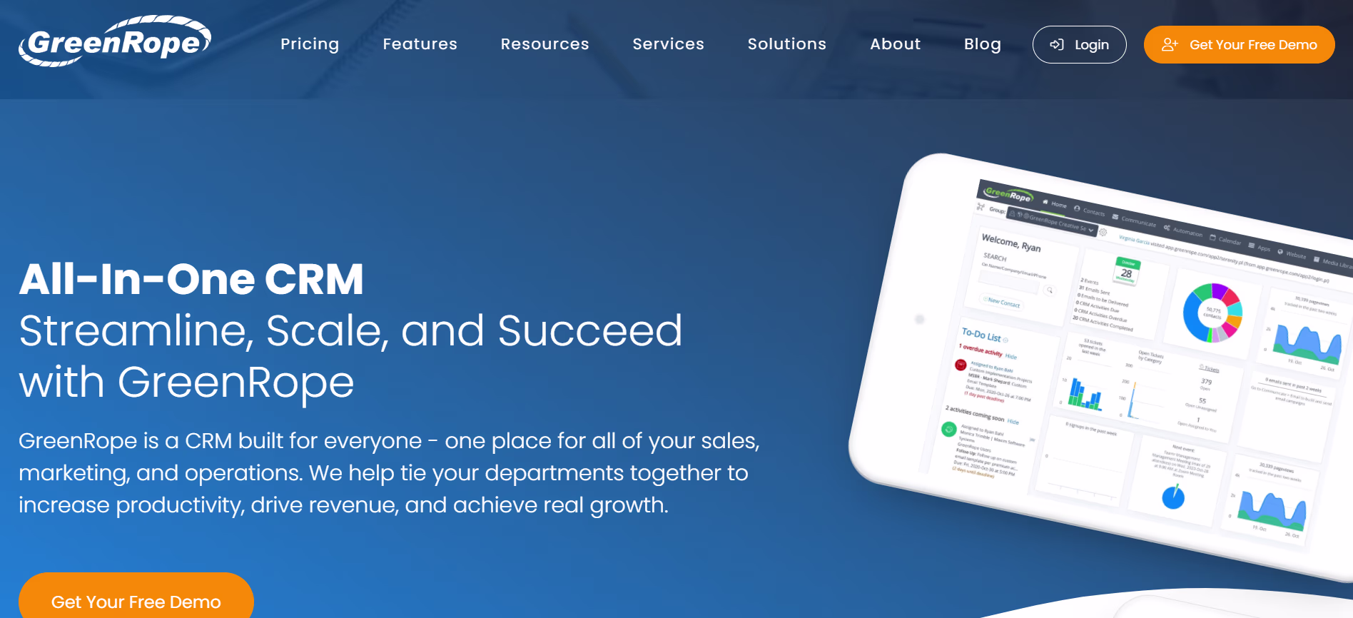 Ilustrasi Tampilan Homepage Aplikasi CRM GreenRope