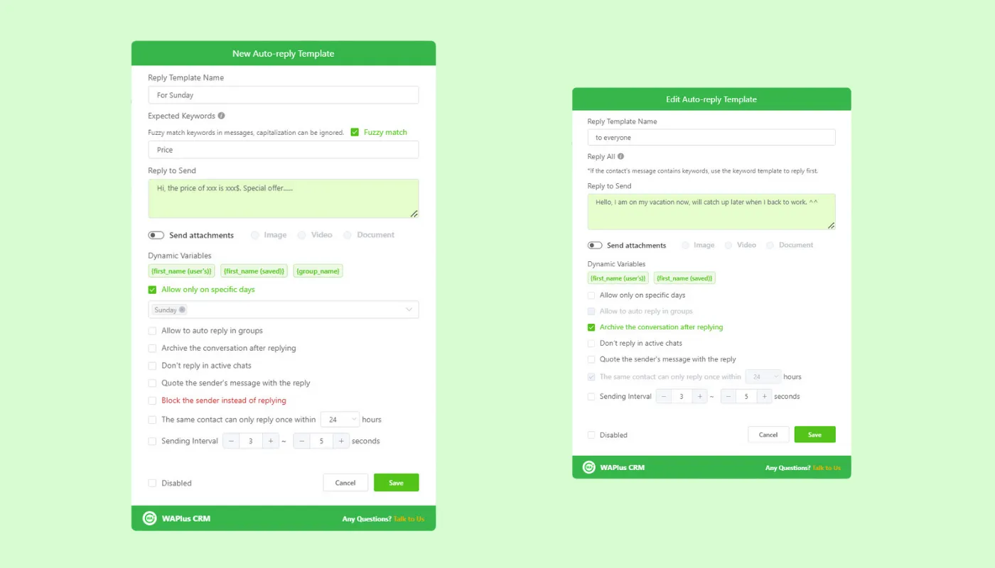 Dashboard Auto Reply Vendor WhatsApp Blast WAPlus