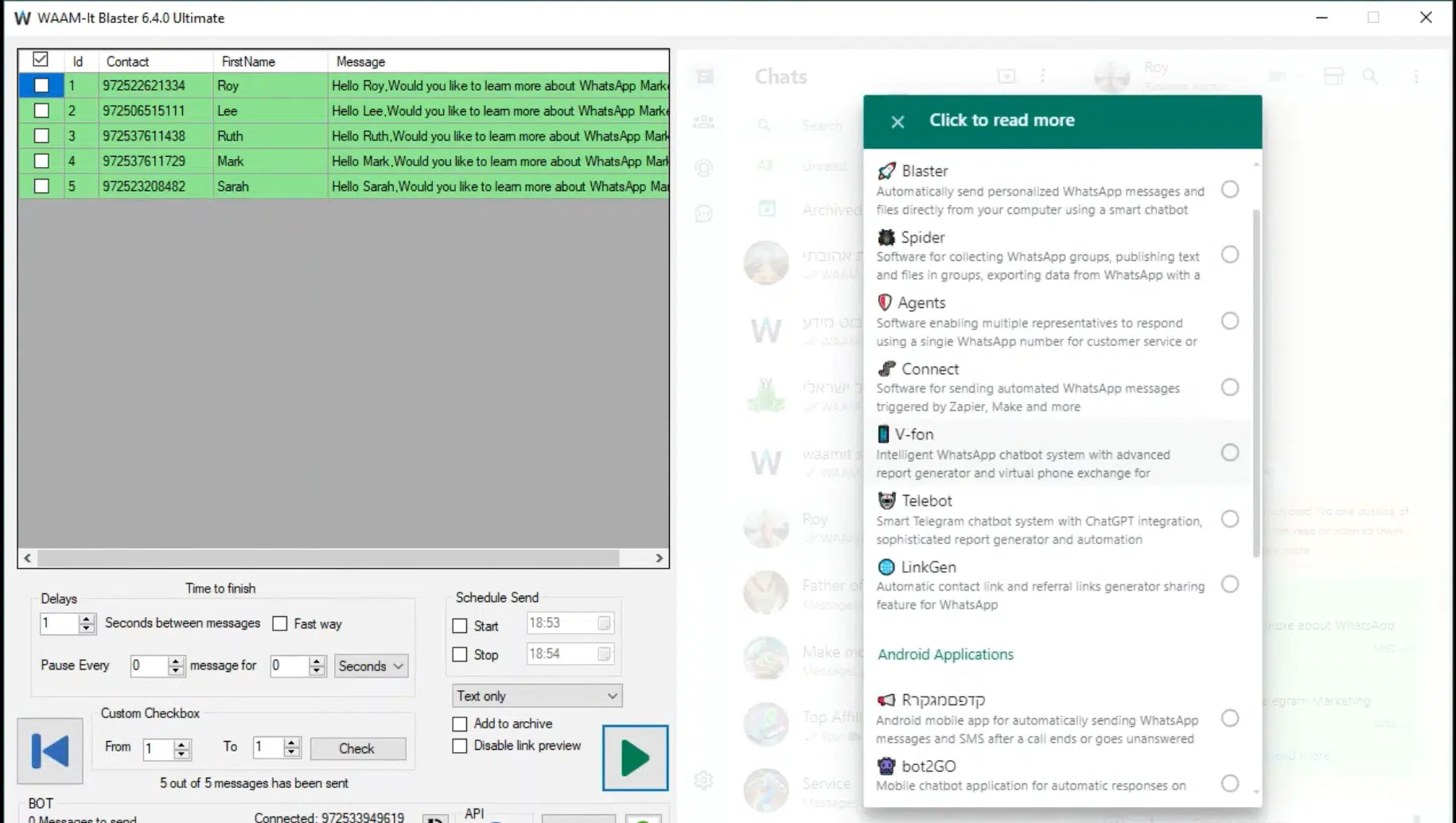 Dashboard Kirim Pesan Vendor Whatsapp Blast WAAM It Blaster