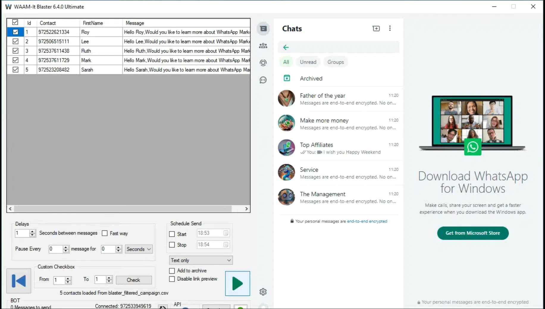 Dashboard Vendor Whatsapp Blast WAAM It Blaster