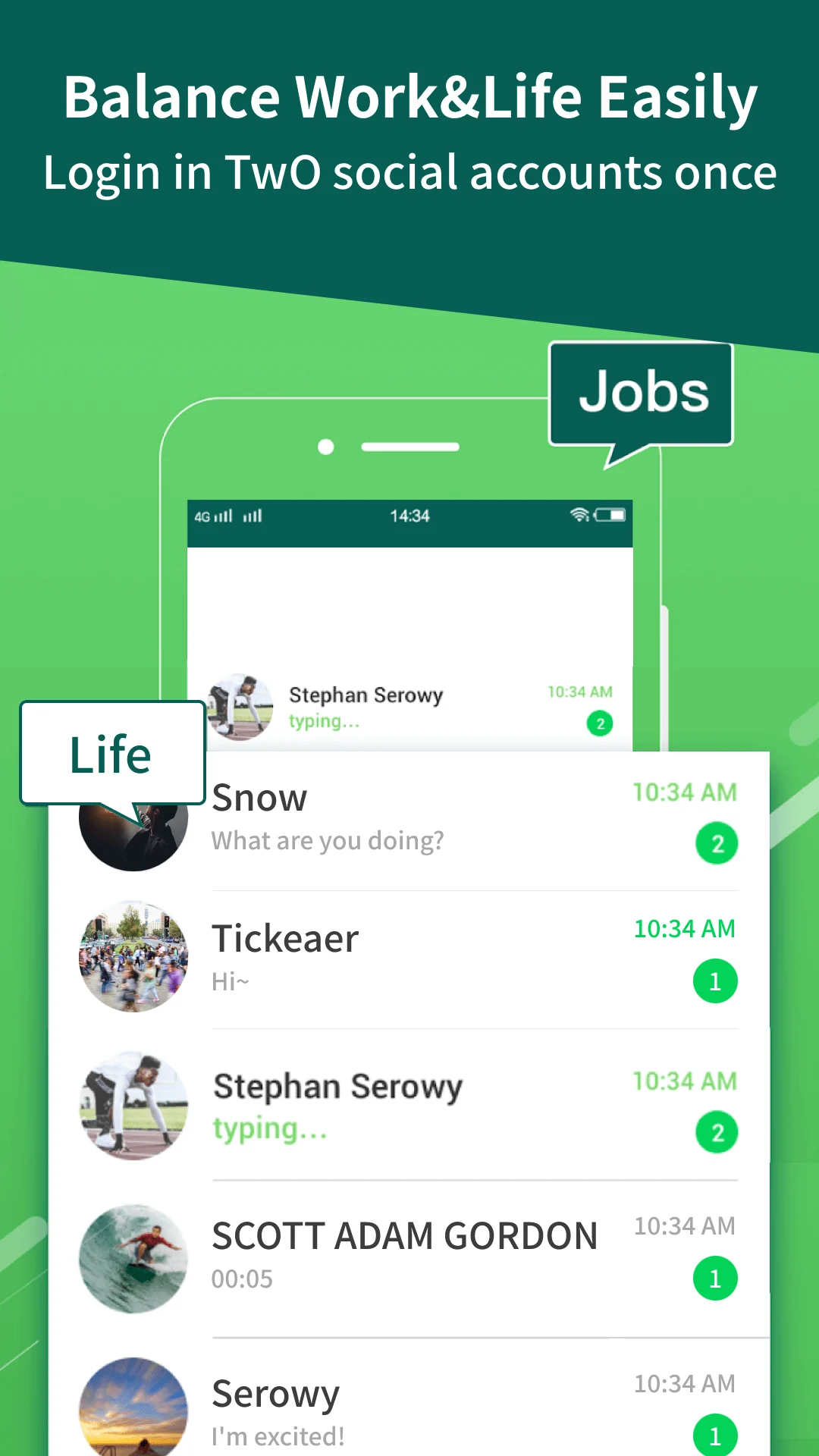 Tampilan Fitur Two Social Accounts Aplikasi WhatsApp Clone 2Face Fitur Two Social Accounts Aplikasi WhatsApp Clone 2Face
