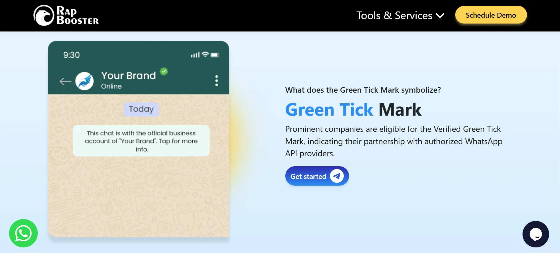 Halaman Fitur Centang Hijau Vendor Whatsapp Blast RapBooster