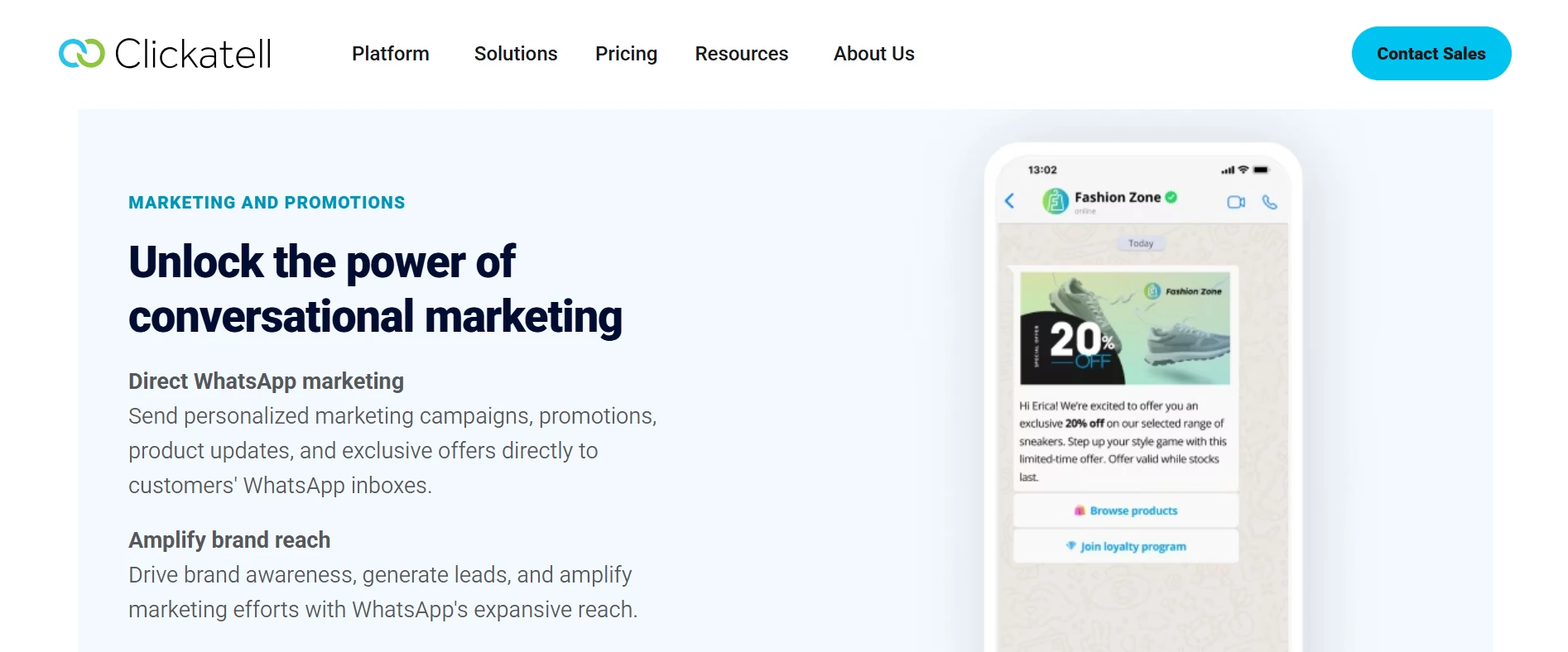 Halaman Fitur Marketing And Promotion Vendor Whatsapp Blast Clickatell