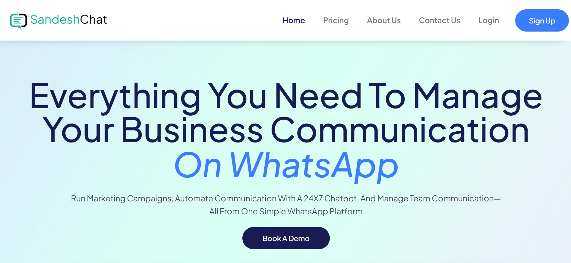 Halaman Homepage Vendor Whatsapp Blast Enjay Sandesh Chat