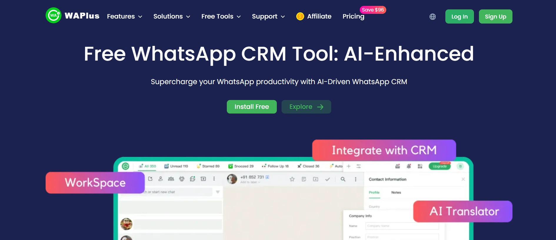Halaman Homepage Vendor WhatsApp Blast WAPlus