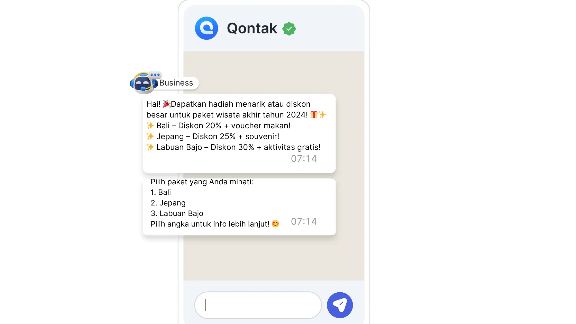 Tawarkan Hadiah atau Diskon Menarik cara meningkatkan inquiry bisnis saat musim liburan_ Chatbot untuk Menawarkan Hadiah atau Diskon Menarik