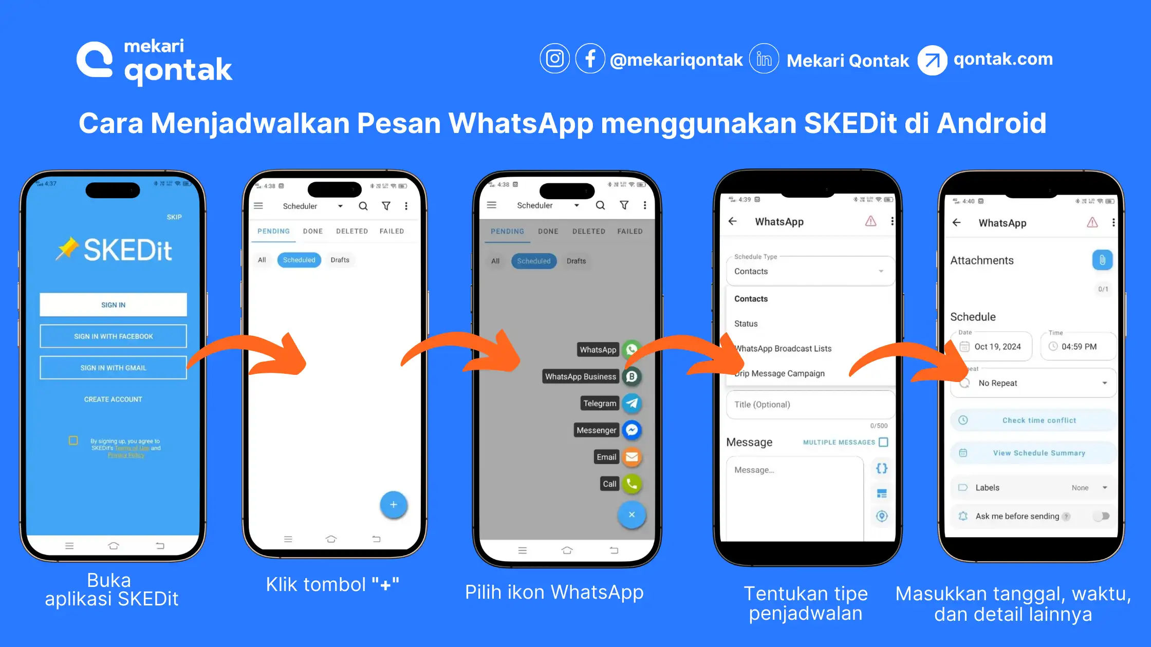 Cara Menjadwalkan Pesan WhatsApp menggunakan SKEDit di Android