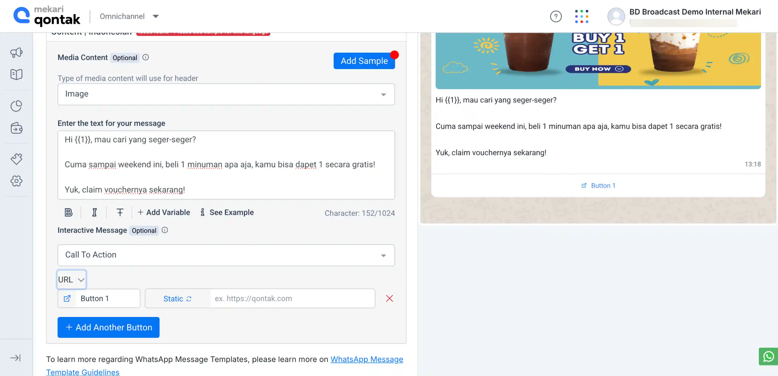 Tampilan Dashboard Pembuatan Template Pesan Aplikasi Broadcast Mekari Qontak Dashboard Pembuatan Template Pesan Aplikasi Broadcast Mekari Qontak