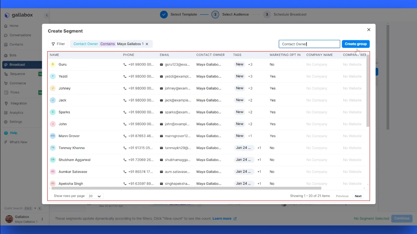 Tampilan Dashboard Manajemen Kontak Aplikasi WhatsApp Broadcast Gallabox Dashboard Manajemen Kontak Aplikasi WhatsApp Broadcast Gallabox