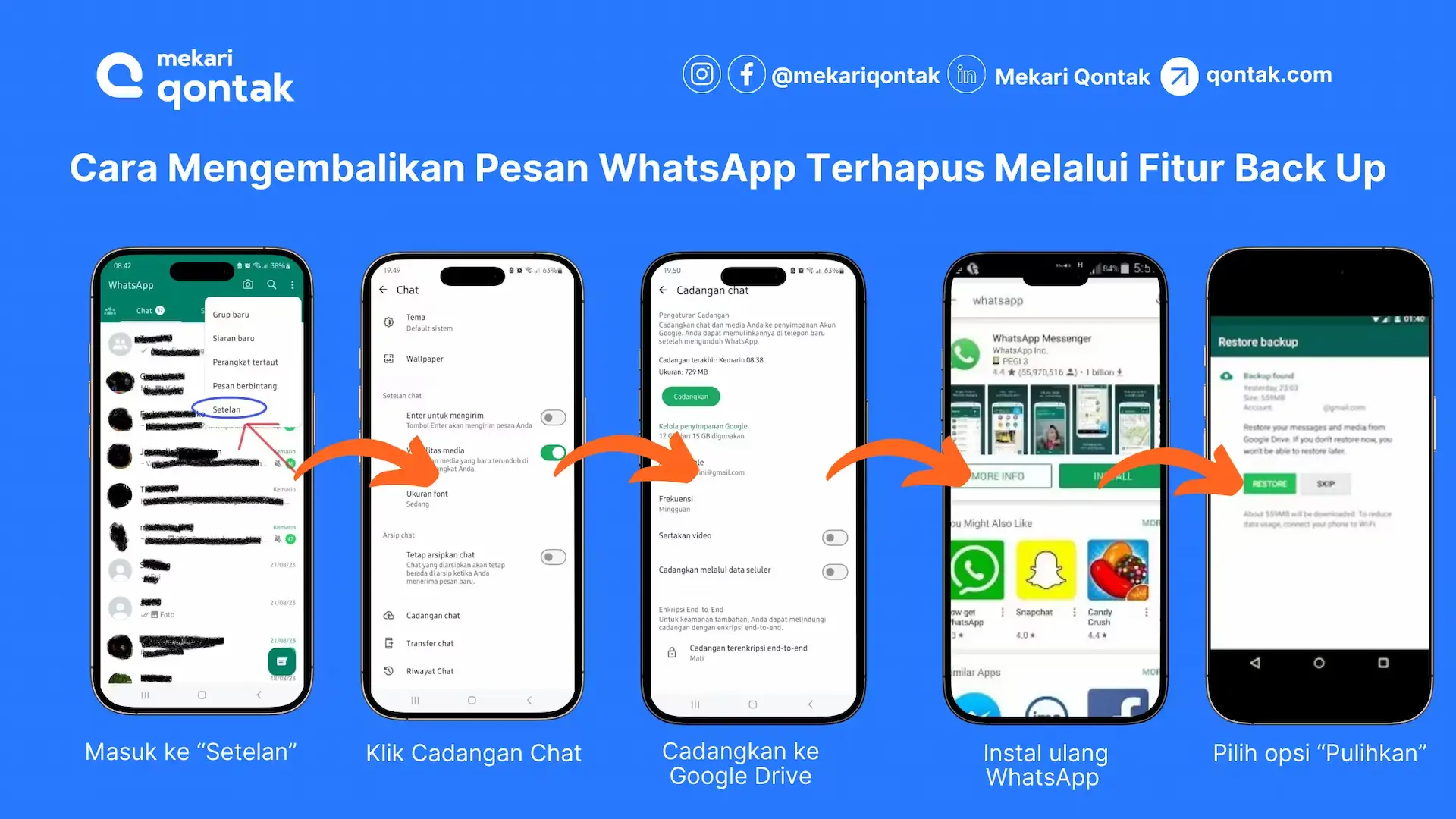 Cara Mengembalikan Pesan WhatsApp Terhapus Melalui Fitur Back Up