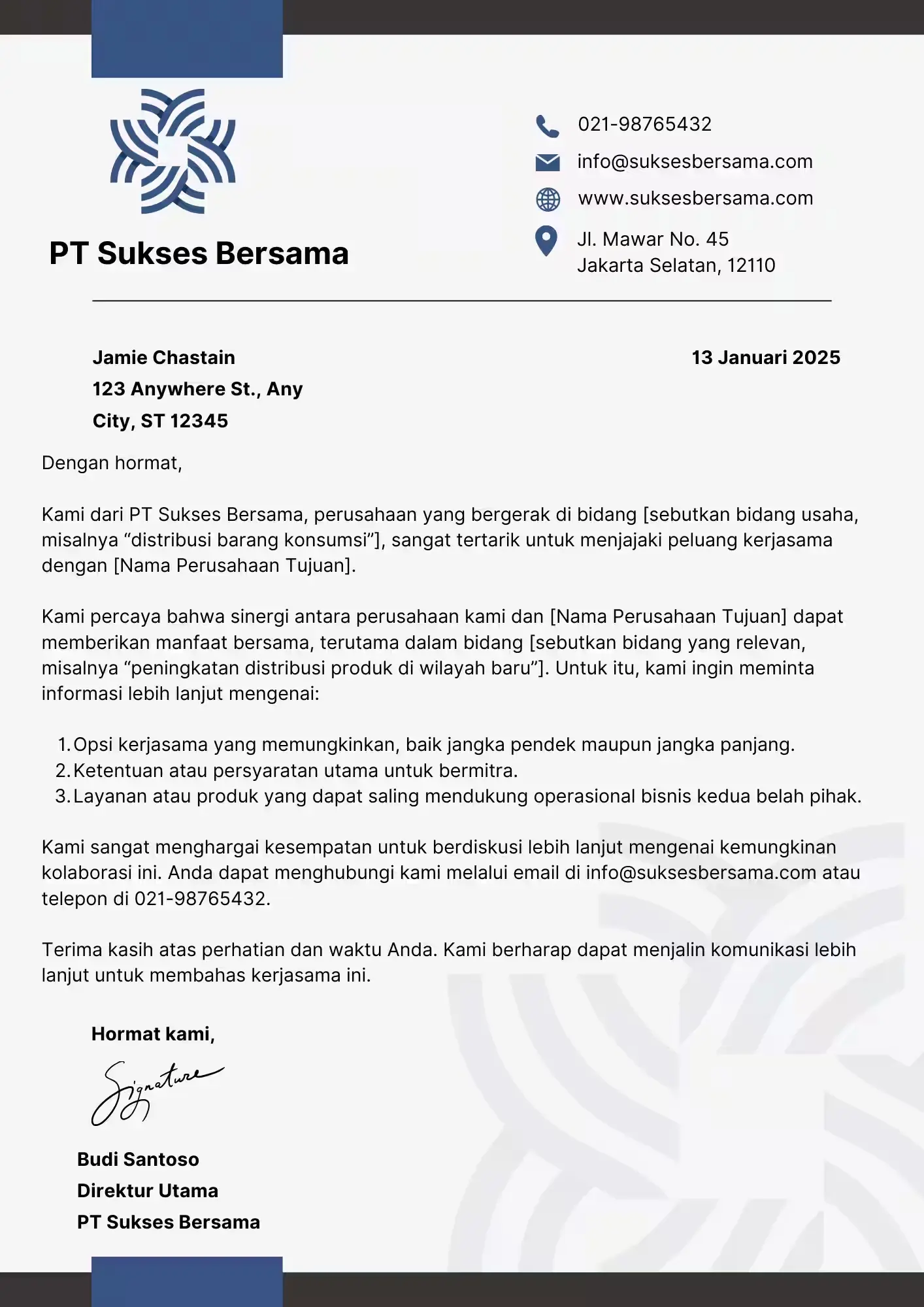 Inquiry Letter untuk Kerjasama Bisnis Contoh Inquiry Letter untuk Kerjasama Bisnis
