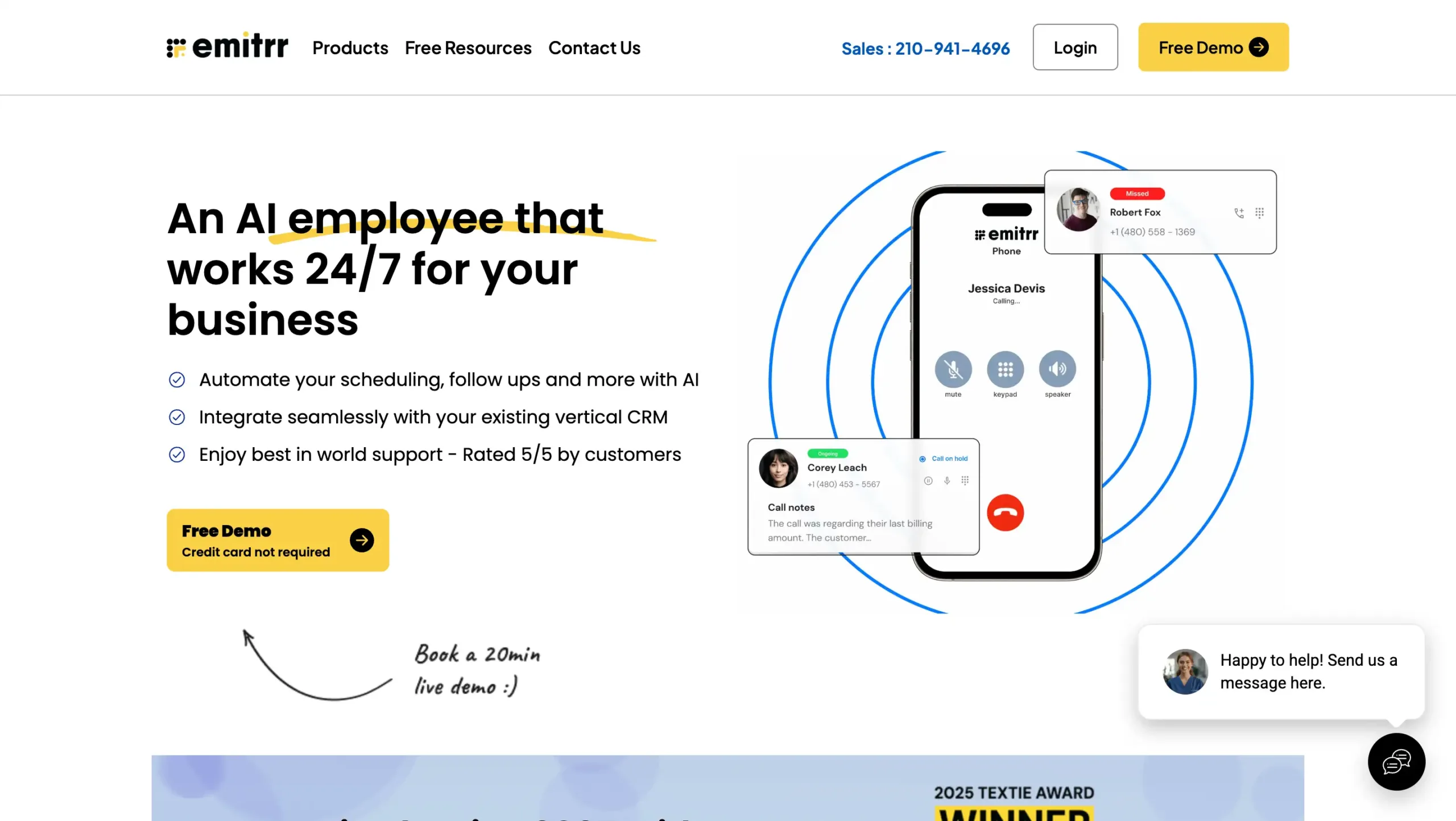 Landing Page Emitrr Emitrr-Software Omnichannel Contact Service