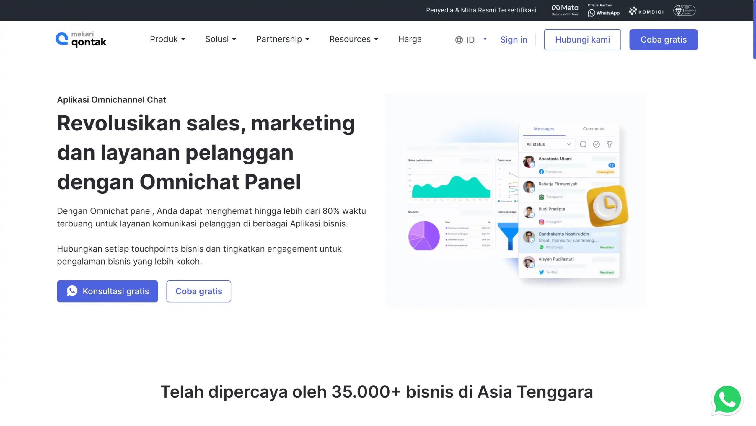 Landing Page Mekari Qontak Mekari Qontak-Web chat application