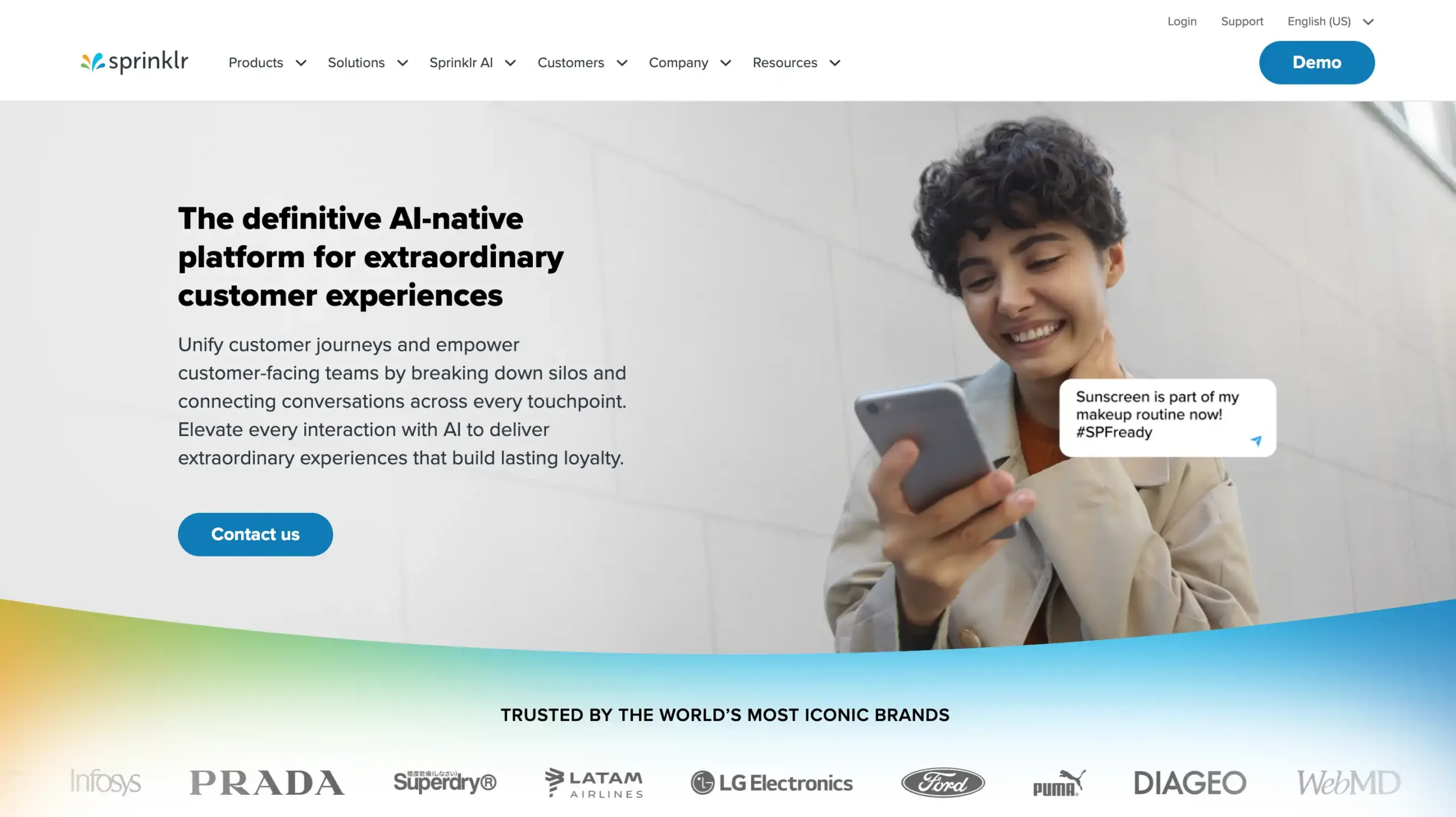 Landing Page Sprinklr Sprinklr-Software Omnichannel Contact Service
