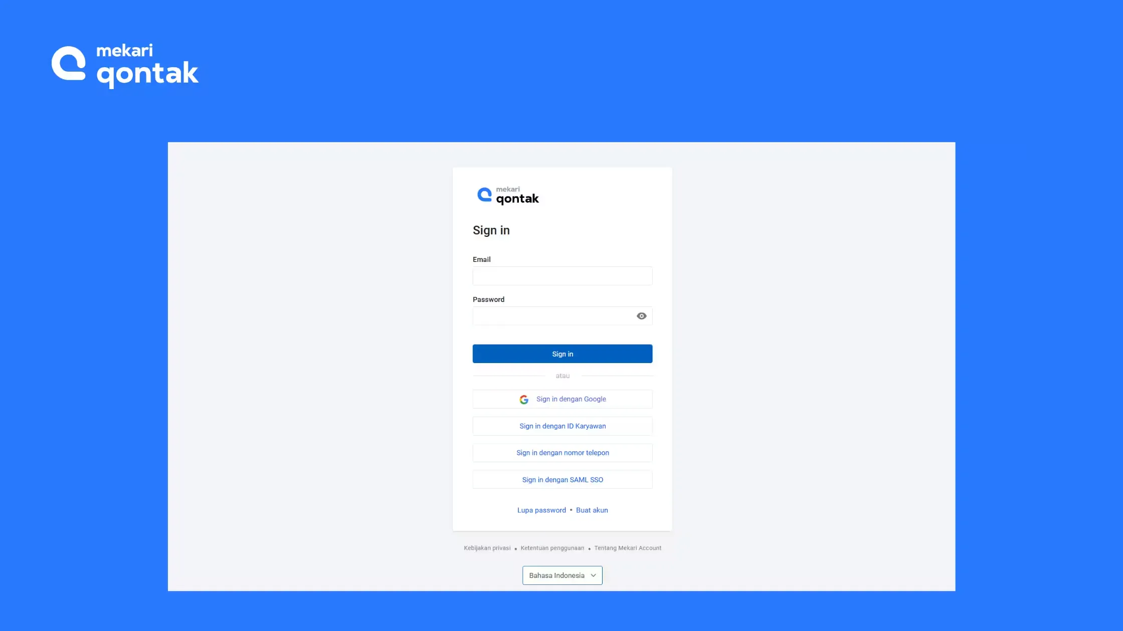 Tampilan Login Halaman Mekari Qontak Tampilan Login Halaman Mekari Qontak