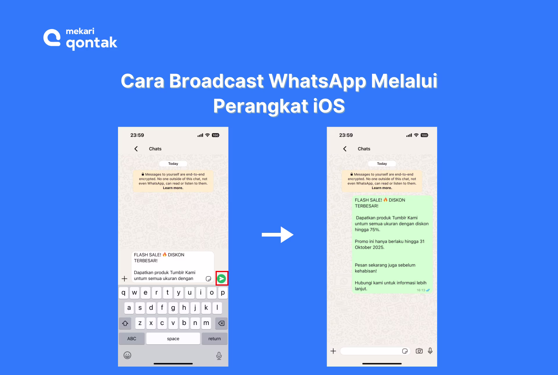 Ilustrasi Cara Broadcast WhatsApp Melalui Perangkat iOS