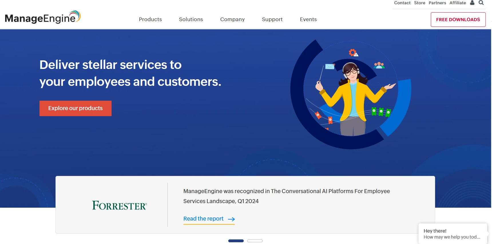 Landing Page ManageEngine Software Chatbot Service Desk-ManageEngine