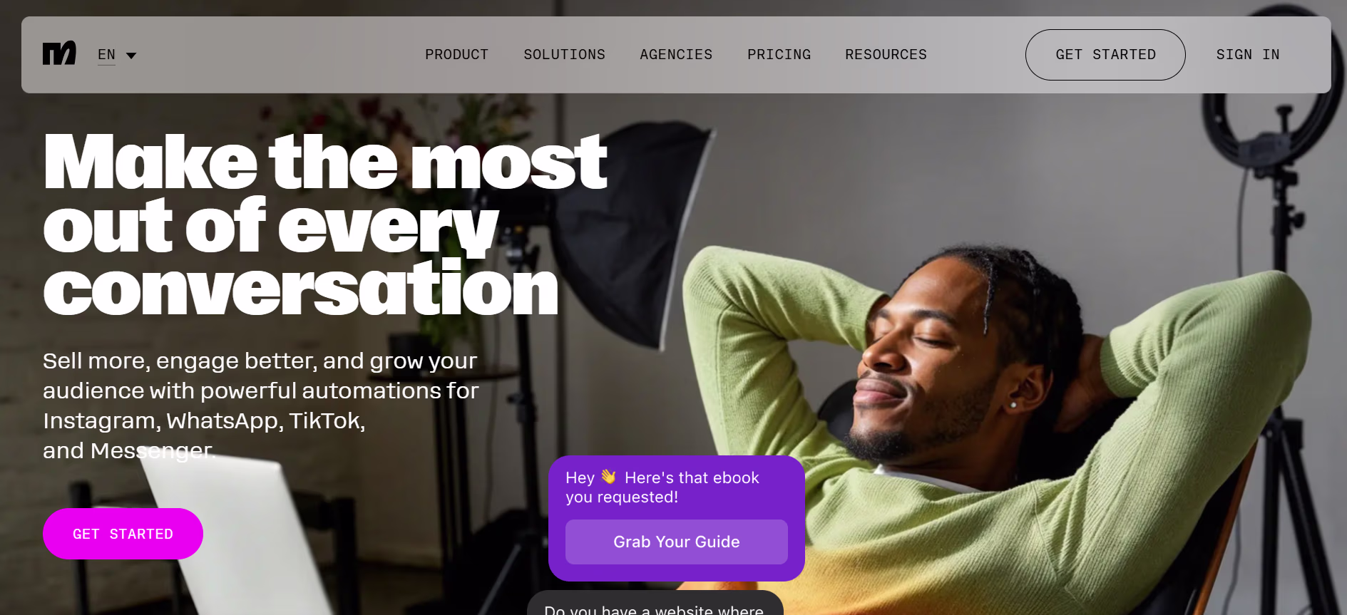 Ilustrasi Tampilan Homepage AI Chatbot ManyChat