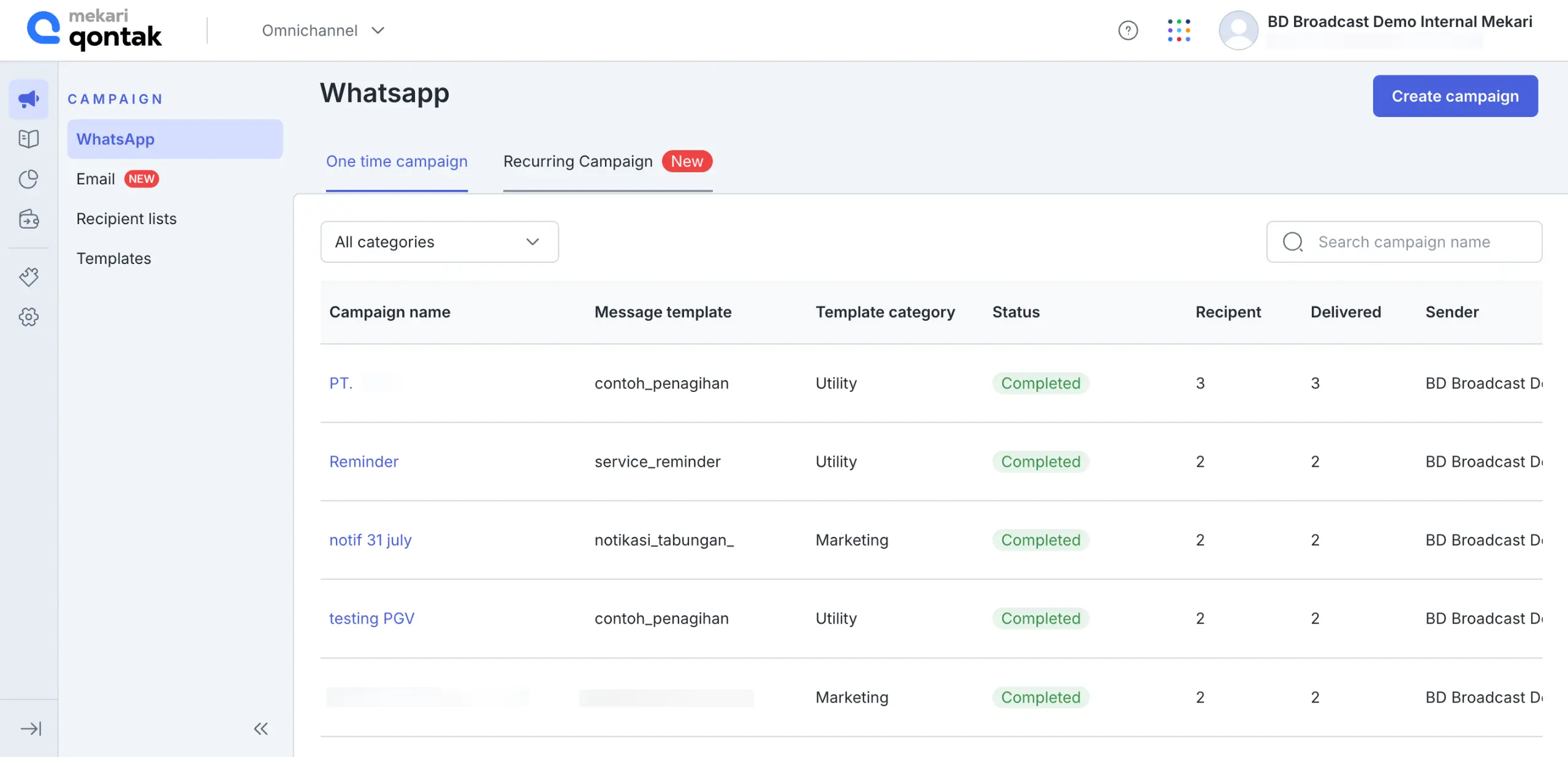 Tampilan Dashboard Detail Pesan WhatsApp Blast Software Mekari Qontak Dashboard Detail Pesan WhatsApp Blast Software Mekari Qontak