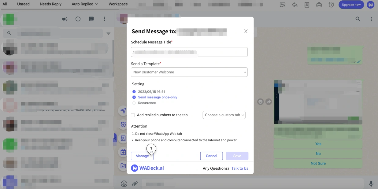 Tampilan Dashboard Kirim Pesan Blast pada WhatsApp Blast Software WADeck Dashboard Kirim Pesan Blast pada WhatsApp Blast Software WADeck