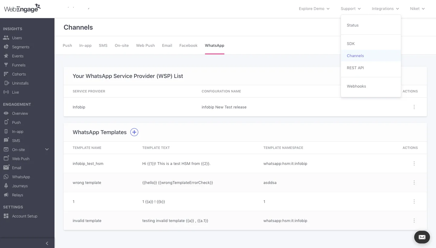 Tampilan Dashboard Template Pesan WhatsApp Blast Software WebEngage Dashboard Template Pesan WhatsApp Blast Software WebEngage