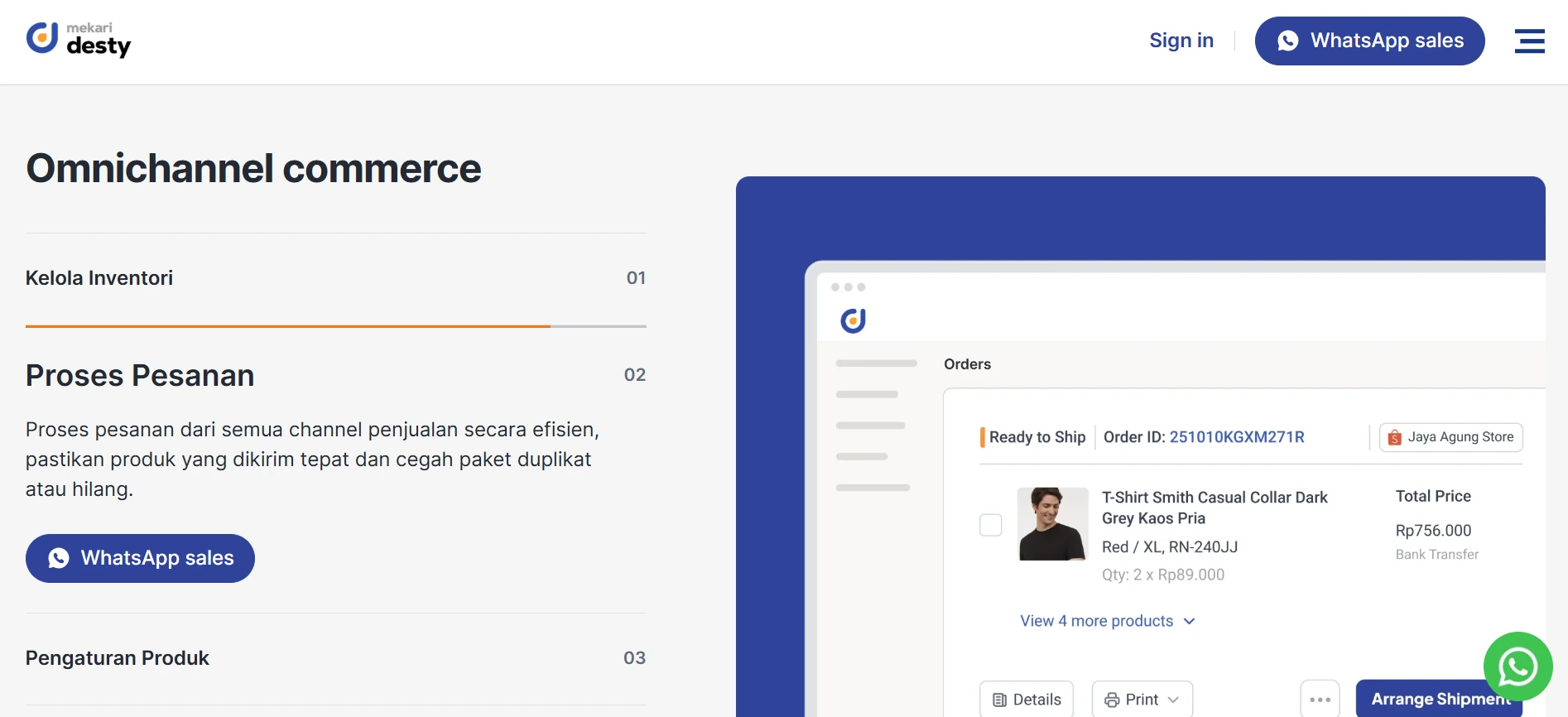 Halaman Fitur Omnichannel Commerce Aplikasi Omnichannel Marketplace Mekari Desty