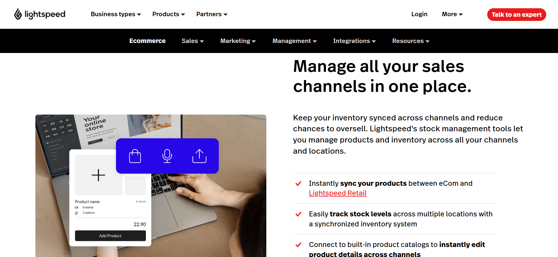 Halaman Fitur Berbagai Channel di Aplikasi Omnichannel LightSpeed