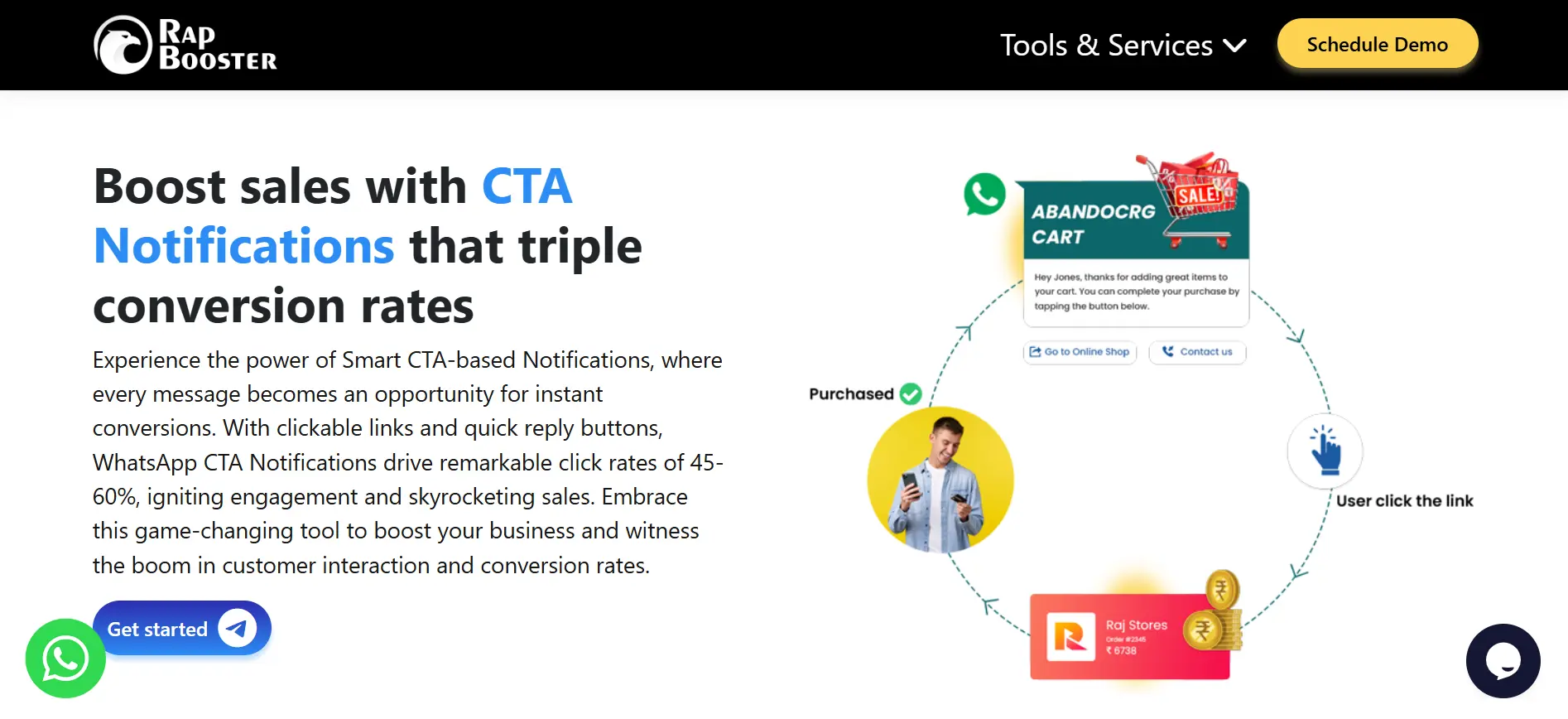 Ilustrasi Halaman Fitur CTA pada Aplikasi WhatsApp Blast RapBooster Halaman Fitur CTA pada Aplikasi WhatsApp Blast RapBooster