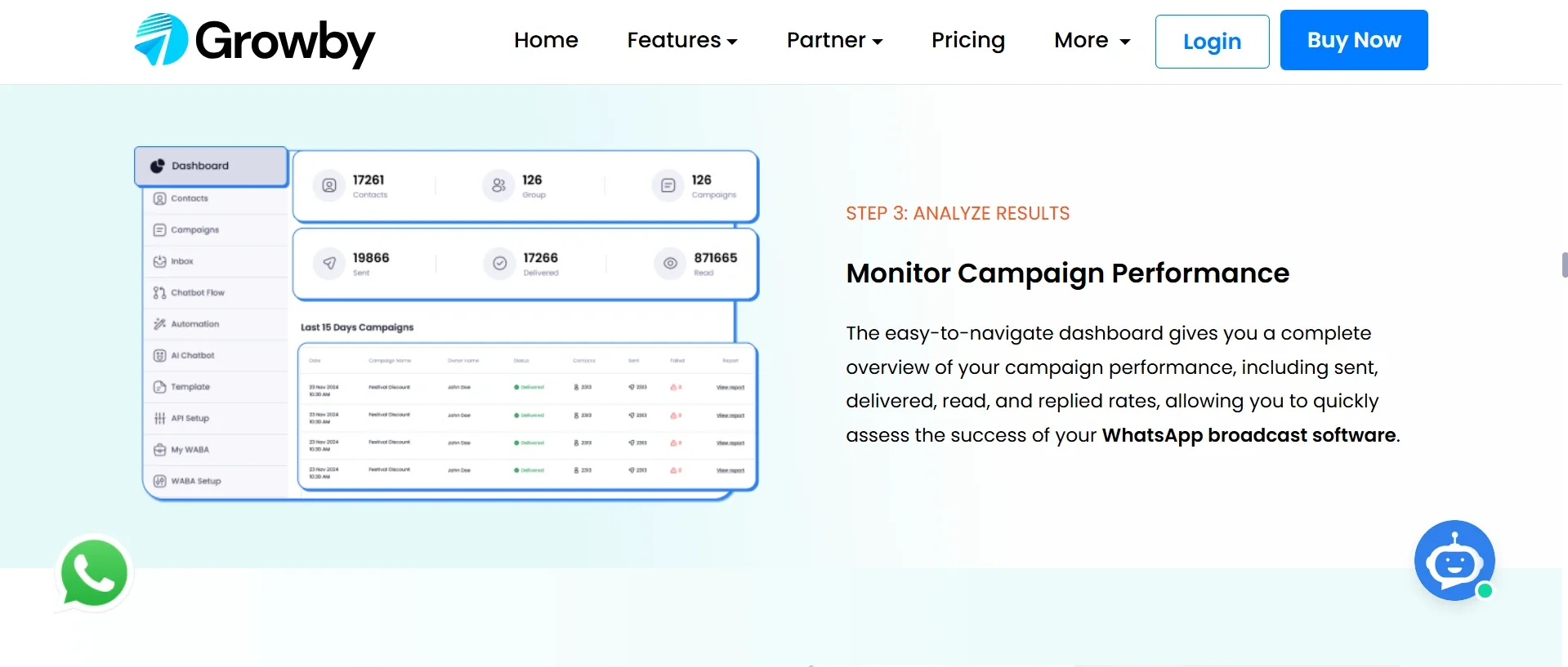 Ilustrasi Halaman Fitur Laporan Analitik WhatsApp Blast Software Growby Halaman Fitur Laporan Analitik WhatsApp Blast Software Growby