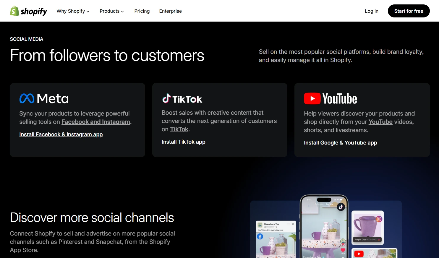 Halaman Fitur Omnichannel Media Sosial Aplikasi Omnichannel Shopify