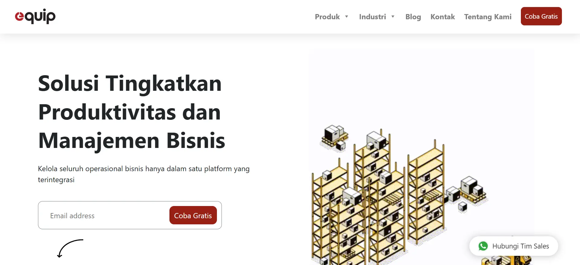 Homepage Aplikasi Omnichannel Equip