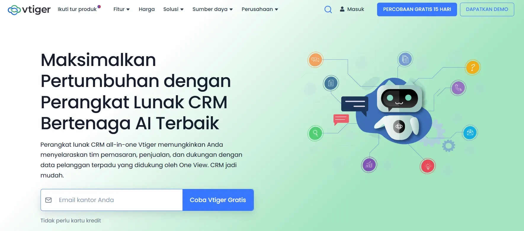 Homepage Aplikasi Omnichannel Vtiger