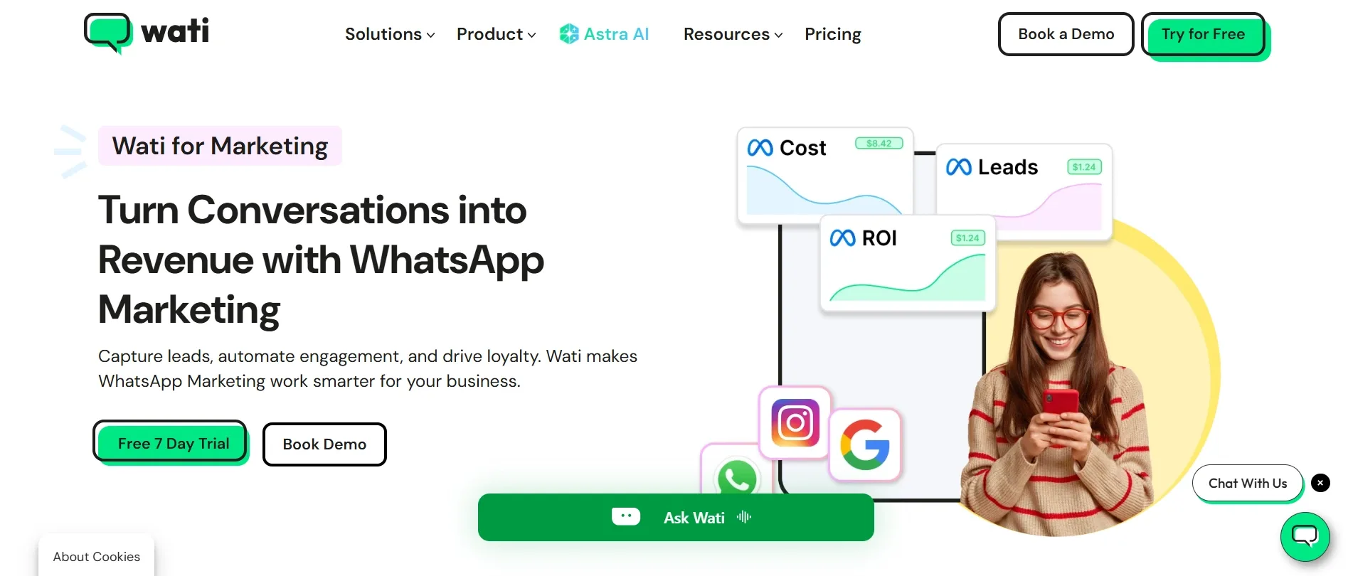 Ilustrasi Homepage Aplikasi WhatsApp Blast Wati.io Homepage Aplikasi WhatsApp Blast Wati.io