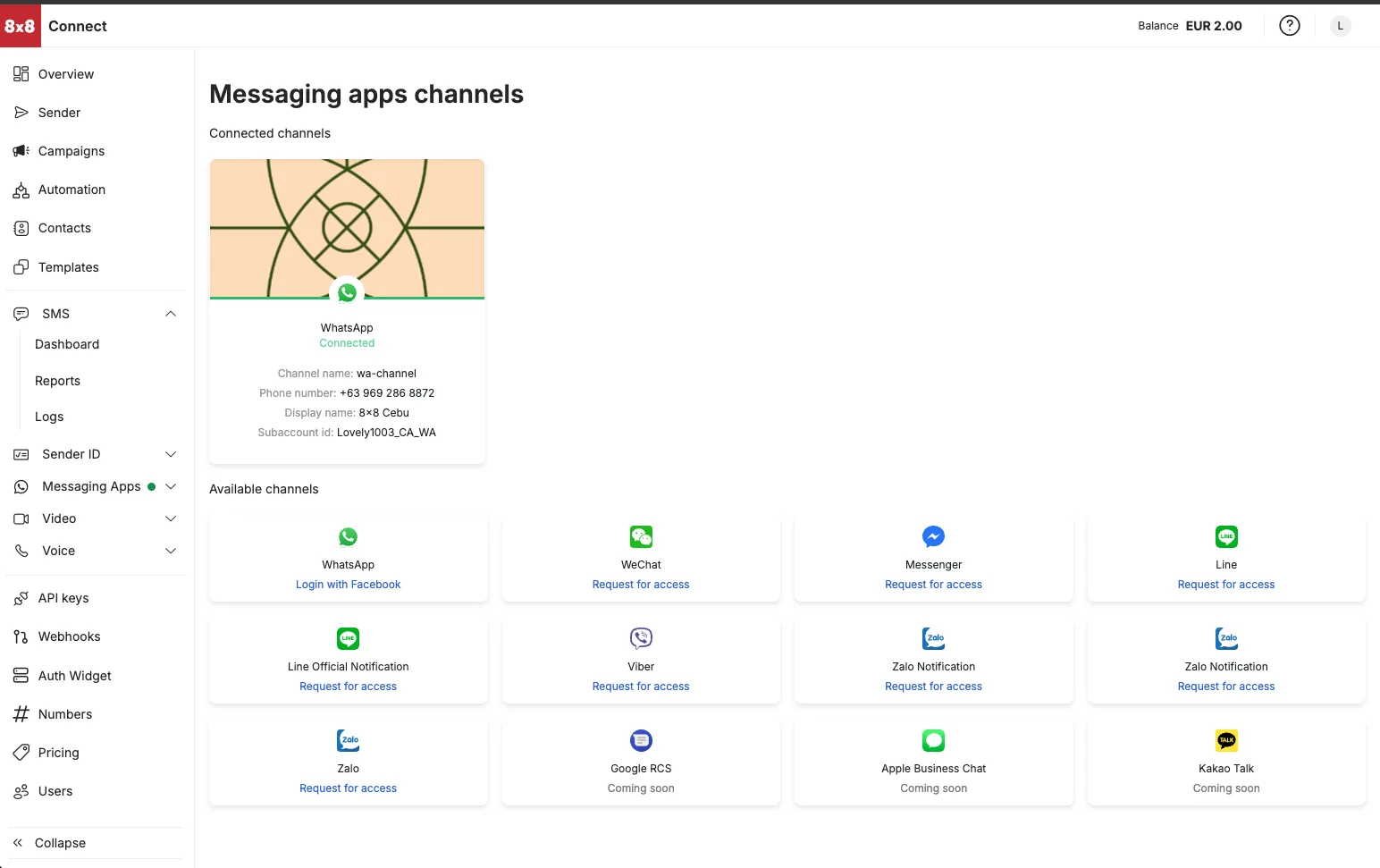 Tampilan Dashboard WhatsApp OTP Service Terbaik 8x8 Dashboard WhatsApp OTP Service Terbaik 8x8