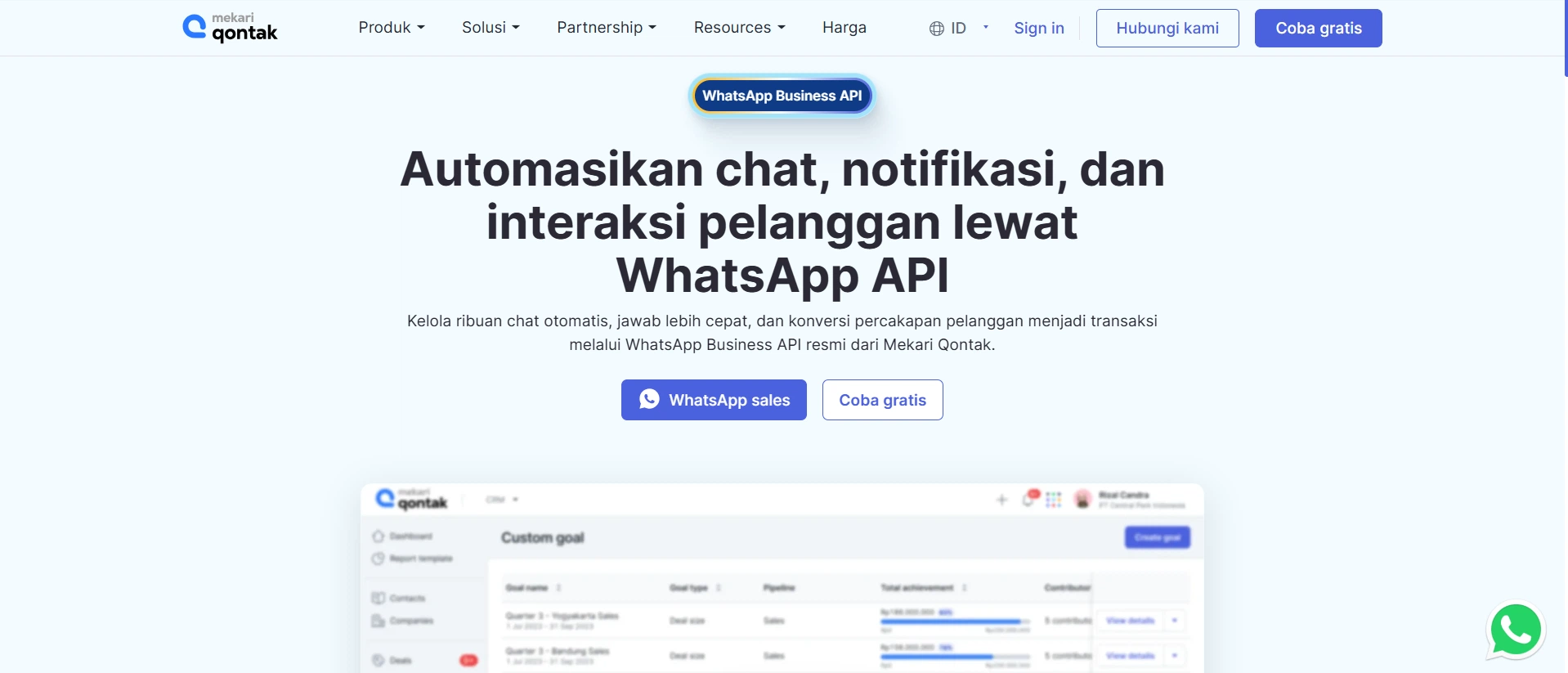 Tampilan Halaman Landing Page WhatsApp OTP Service Terbaik Mekari Qontak Halaman Landing Page WhatsApp OTP Service Terbaik Mekari Qontak
