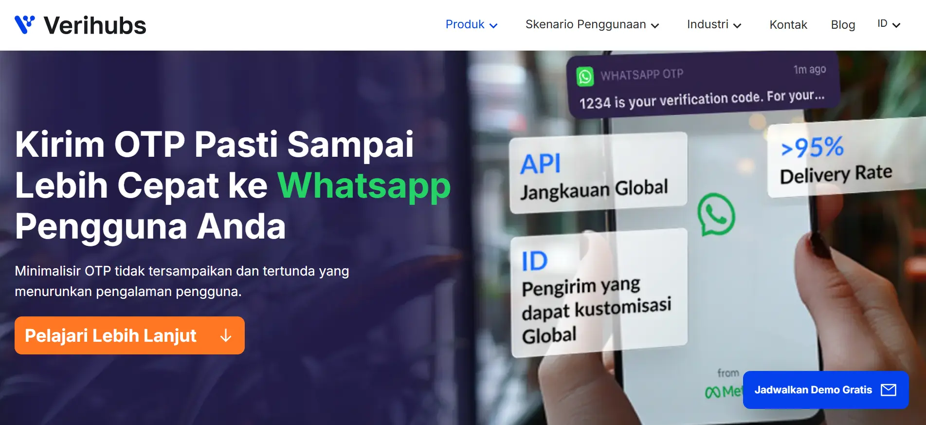 Tampilan Halaman Homepage WhatsApp OTP Service Terbaik Verihubs Halaman Homepage WhatsApp Otp Service Terbaik Verihubs
