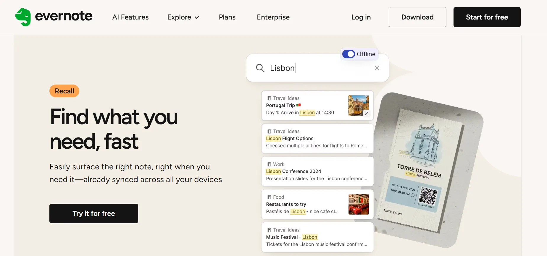 Halaman Fitur Manajemen Catatan Aplikasi Sales Rokok Evernote